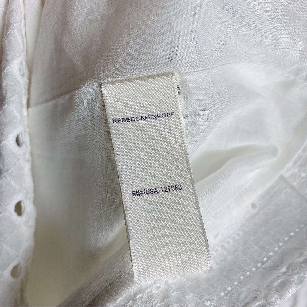 NWT REBECCA MINKOFF Caro Eyelet Ruffle Top White M - Picture 7 of 10
